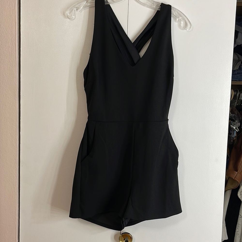 Black Shorts Romper with open back size small